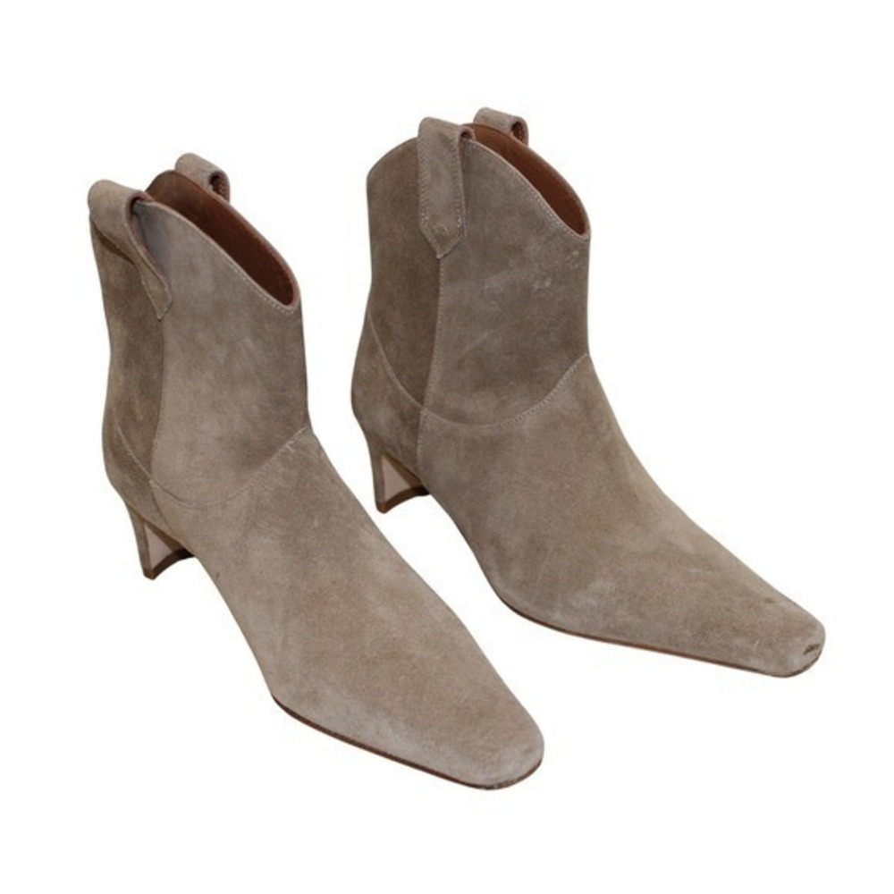 STAUD Suede Western Ankle Boots Womens EU 35 US 5 Tan Kitten Heel Portugal - Picture 2 of 6
